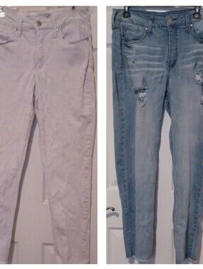 × 2 Seven7 Women’s Skinny Jeans in White & Blue Size 10